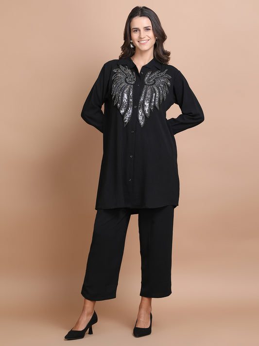 Pearl Embroidery Rayon Co-ord Set