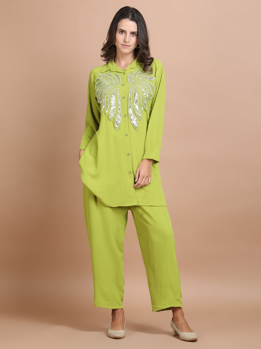 Pearl Embroidery Rayon Co-ord Set