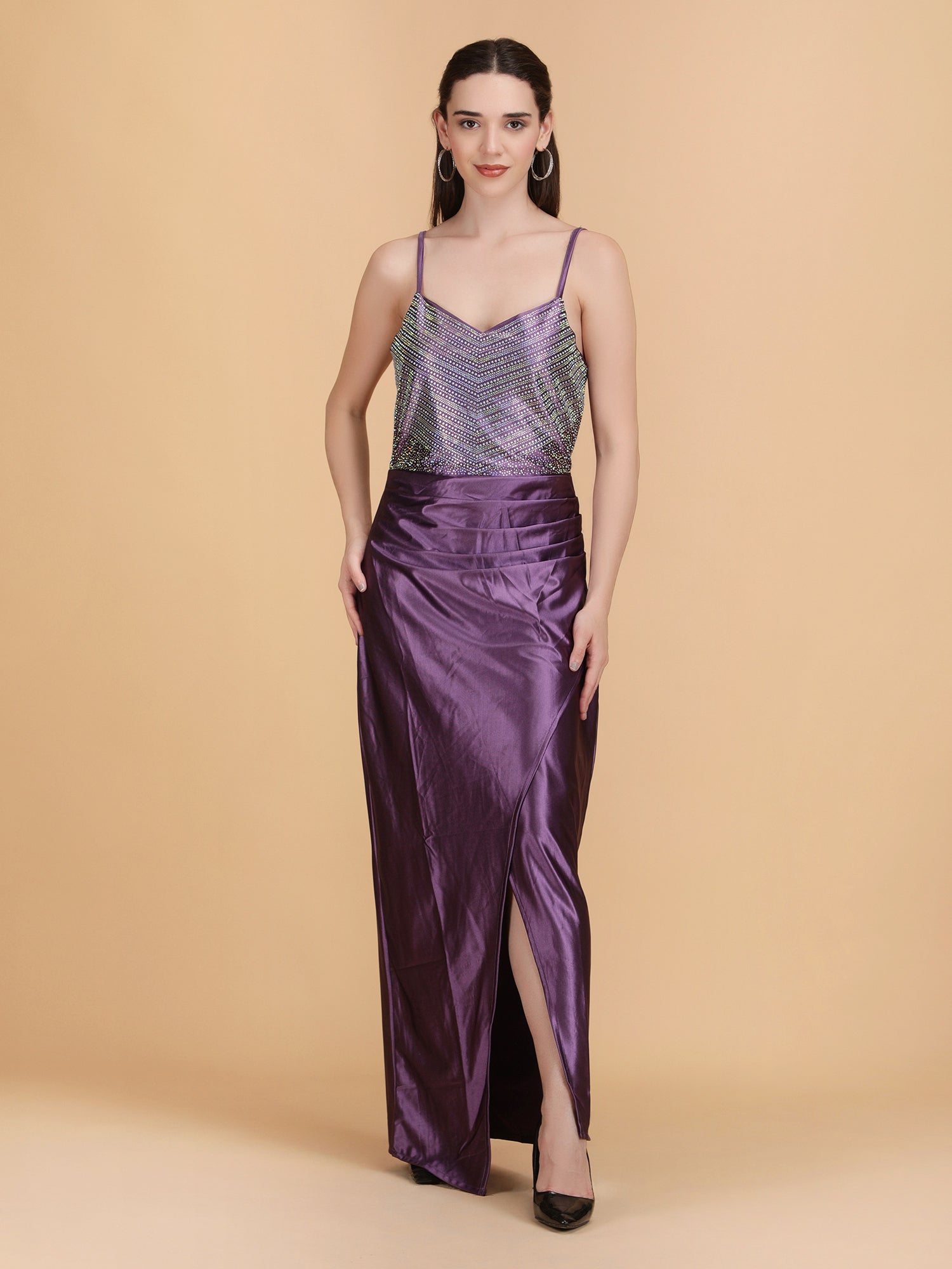 High-slit maxi dress,DS3978 main image 0