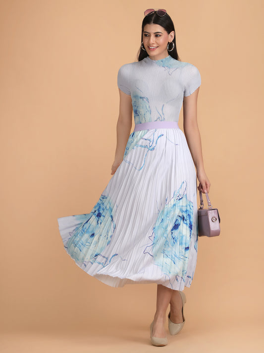 Dyed Top & Midi Accordion Pleated Skirt Co-ord Set