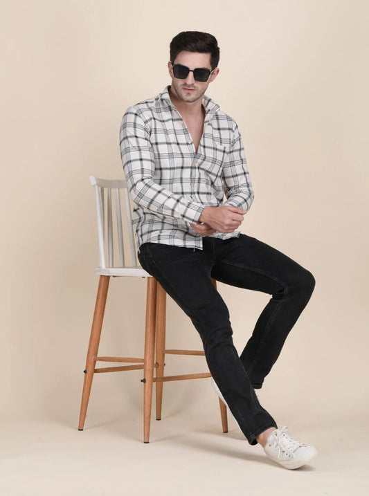 Check Long Sleeves Slim Fit Casual Shirt