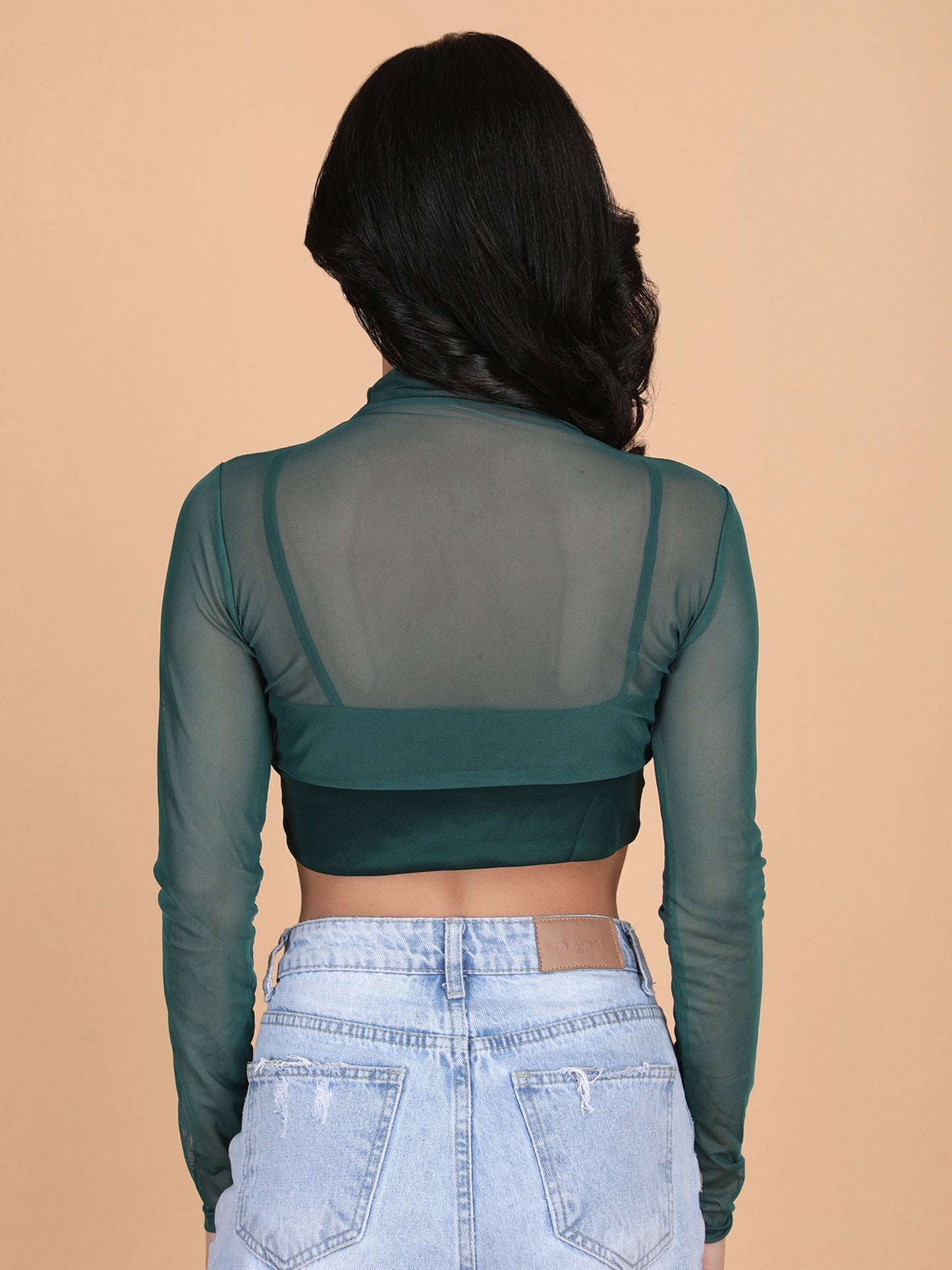 Mesh Long Sleeve Crop Top