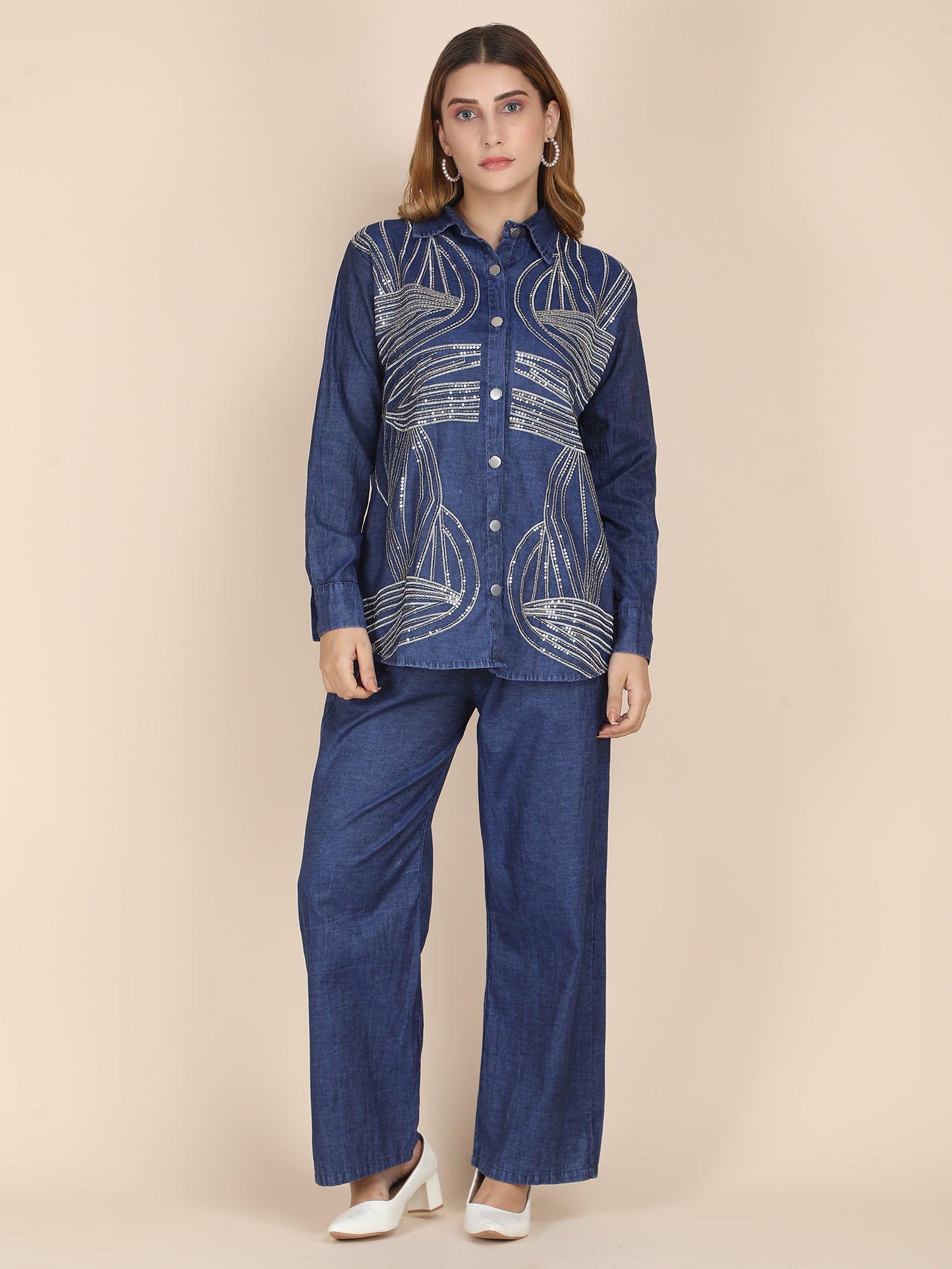 Classy Sequin Denim Co-ord Set