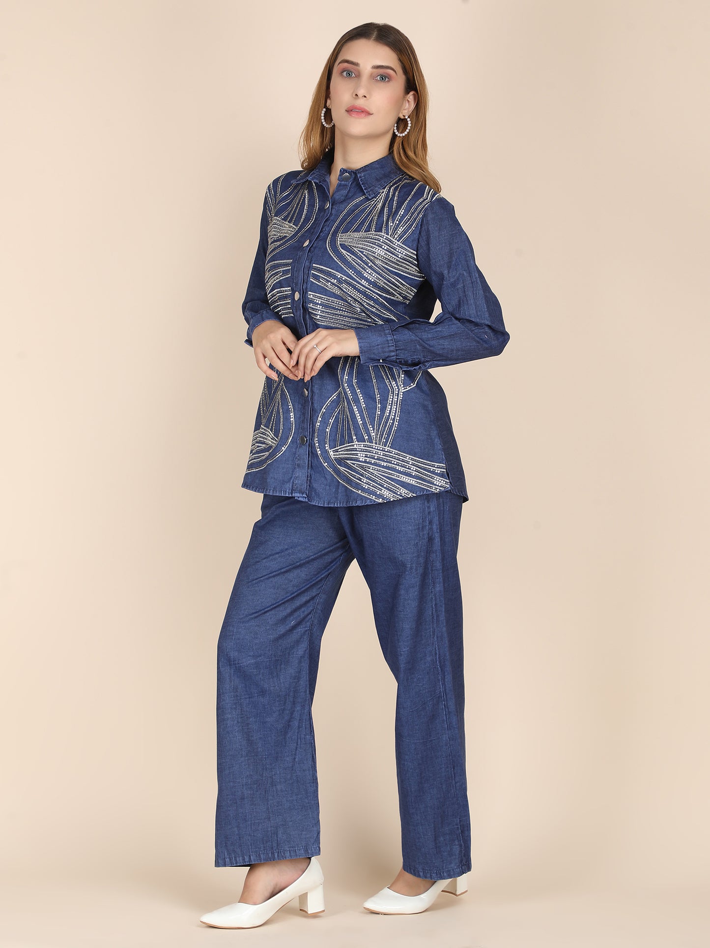 Classy Sequin Denim Co-ord Set
