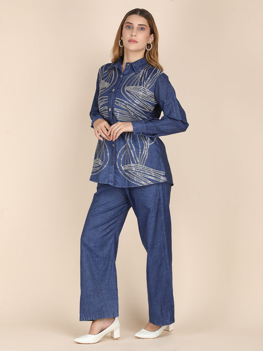 Classy Sequin Denim Co-ord Set