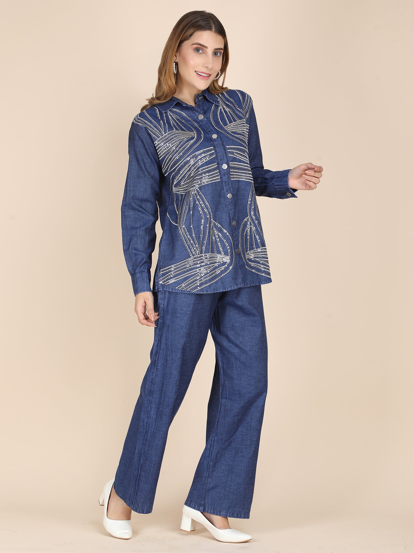 Classy Sequin Denim Co-ord Set