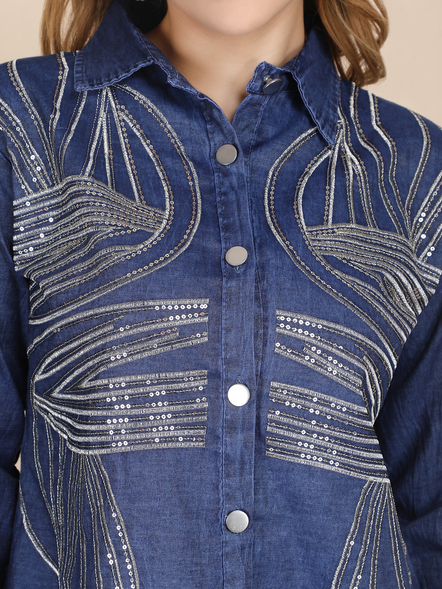 Classy Sequin Denim Co-ord Set