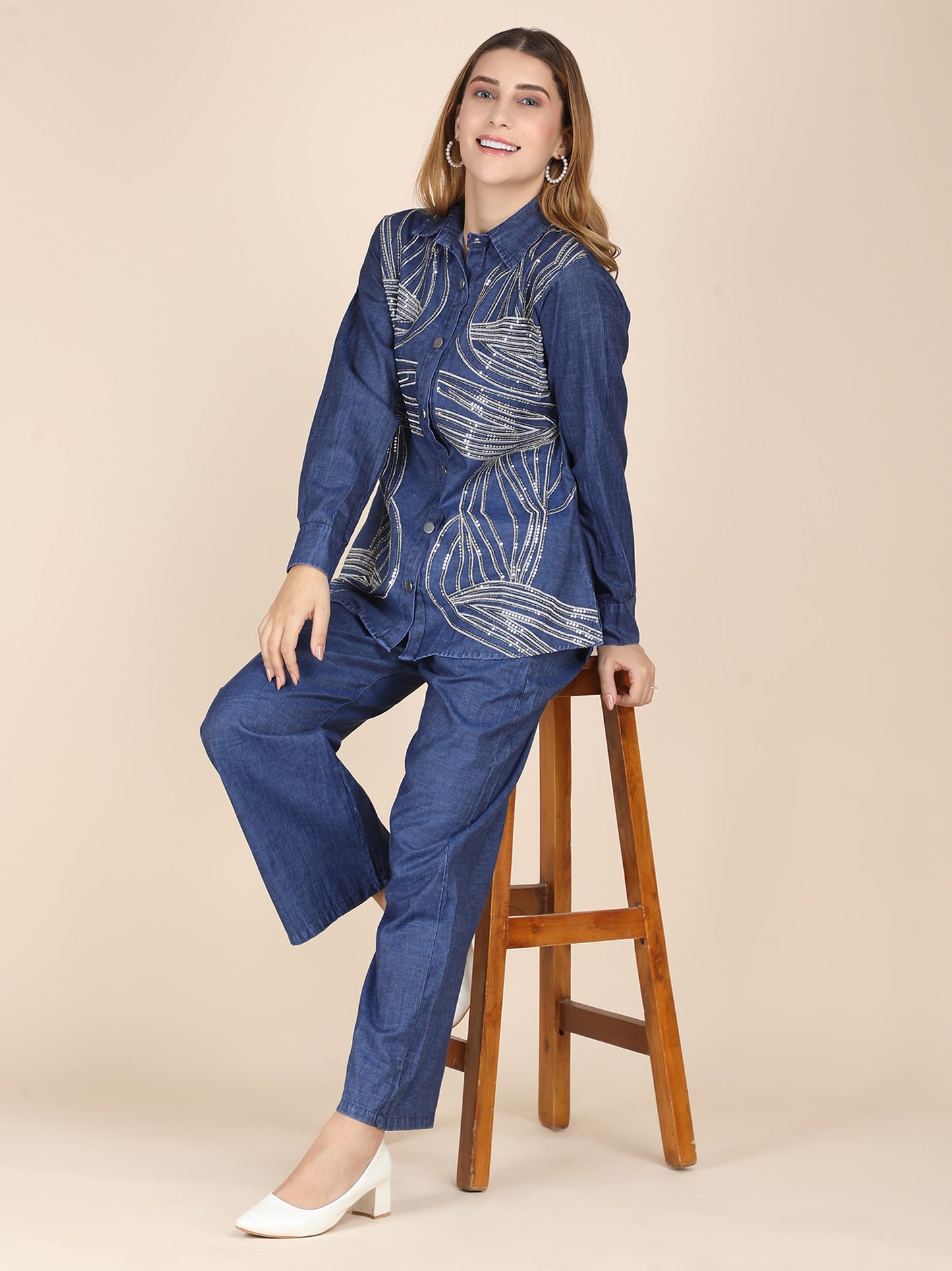 Classy Sequin Denim Co-ord Set
