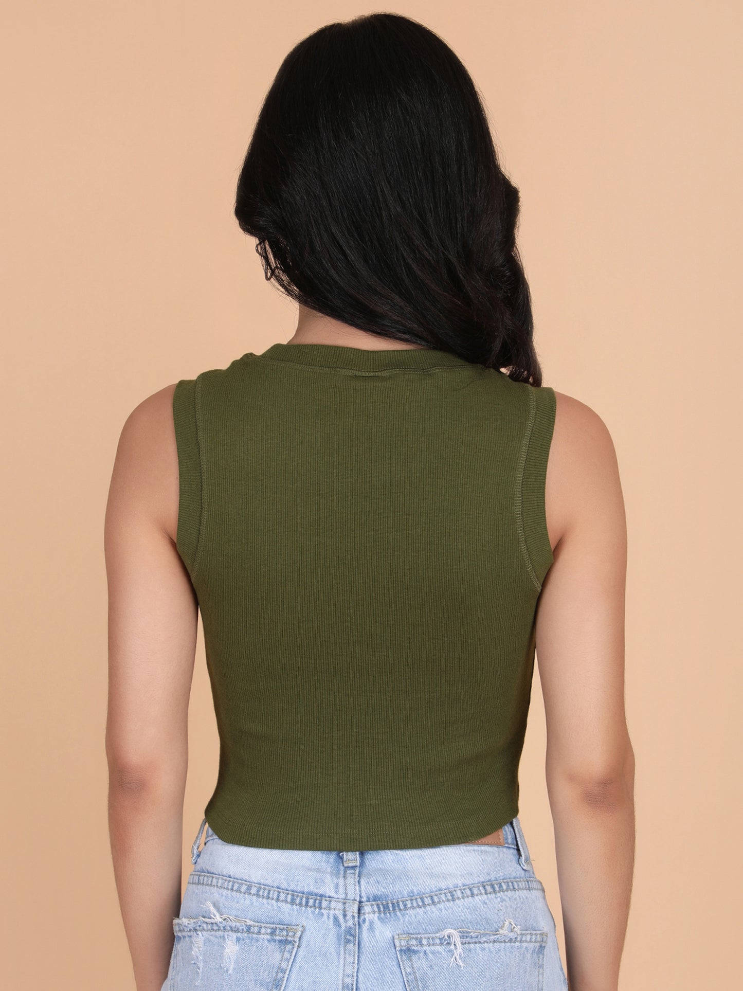 Designer Round Neck Sleeveless Crop Top