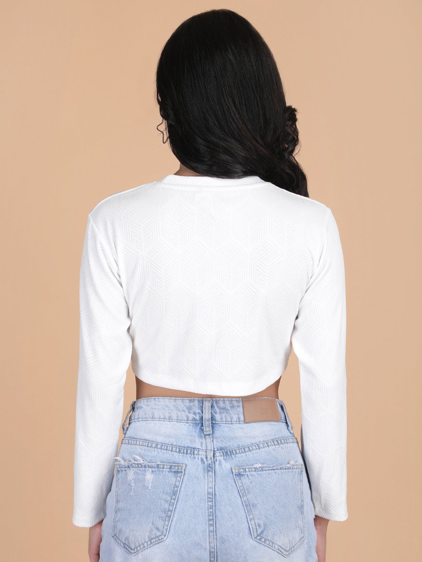 Designer Bow long Sleeves Crop Top