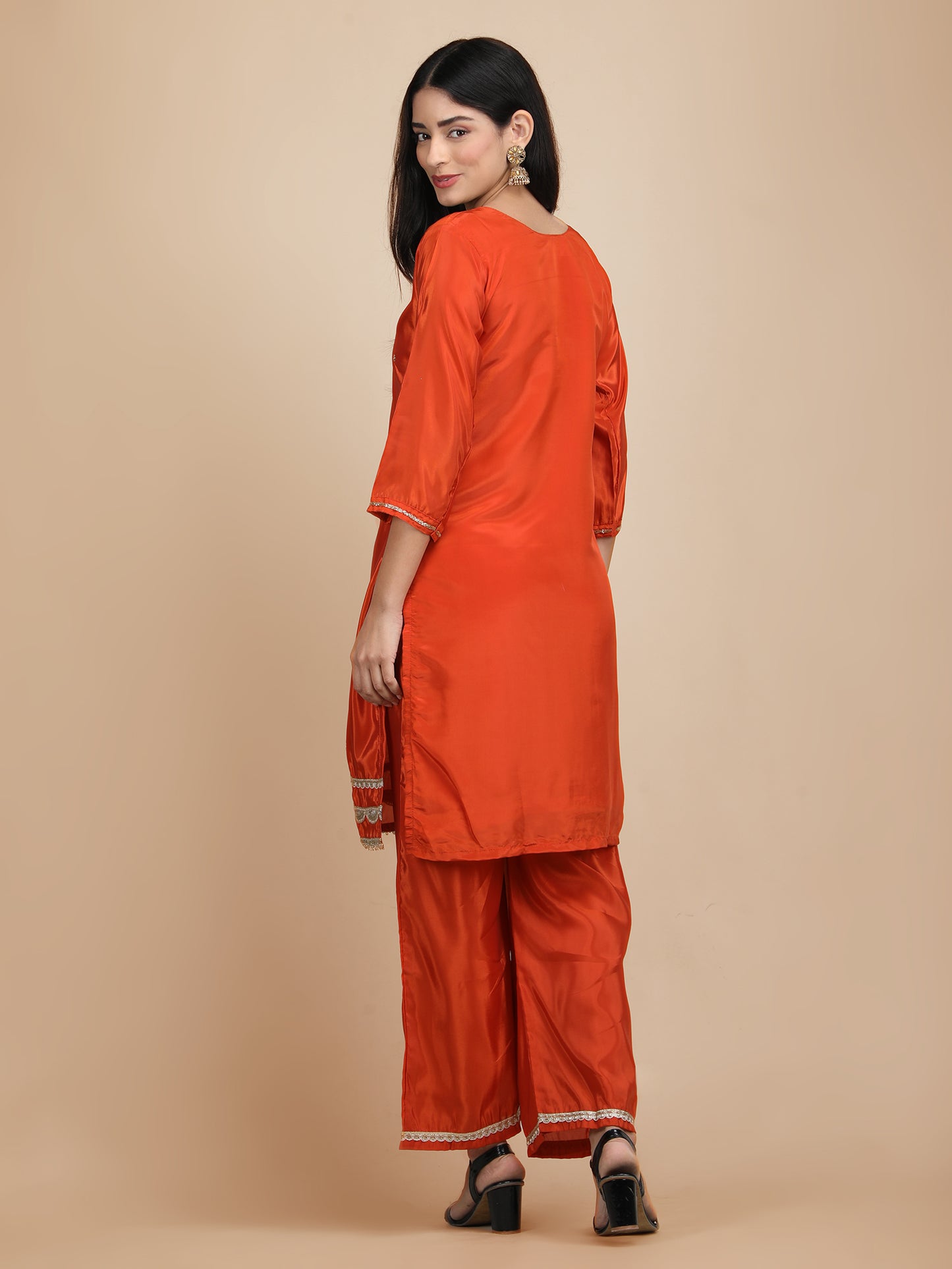 Exquisite Glass Silk hand Embroidery Co-ord Set