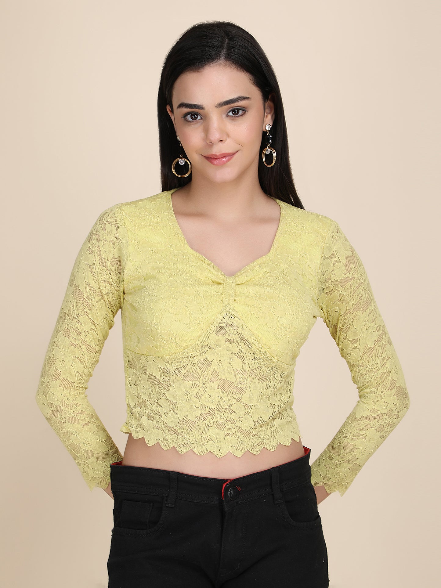 Designer Net Long Sleeves Top