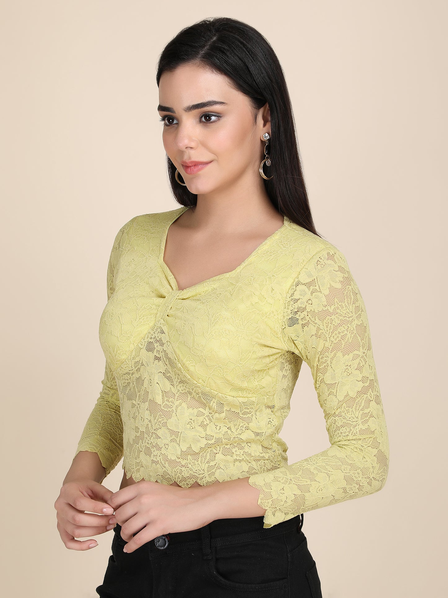 Designer Net Long Sleeves Top