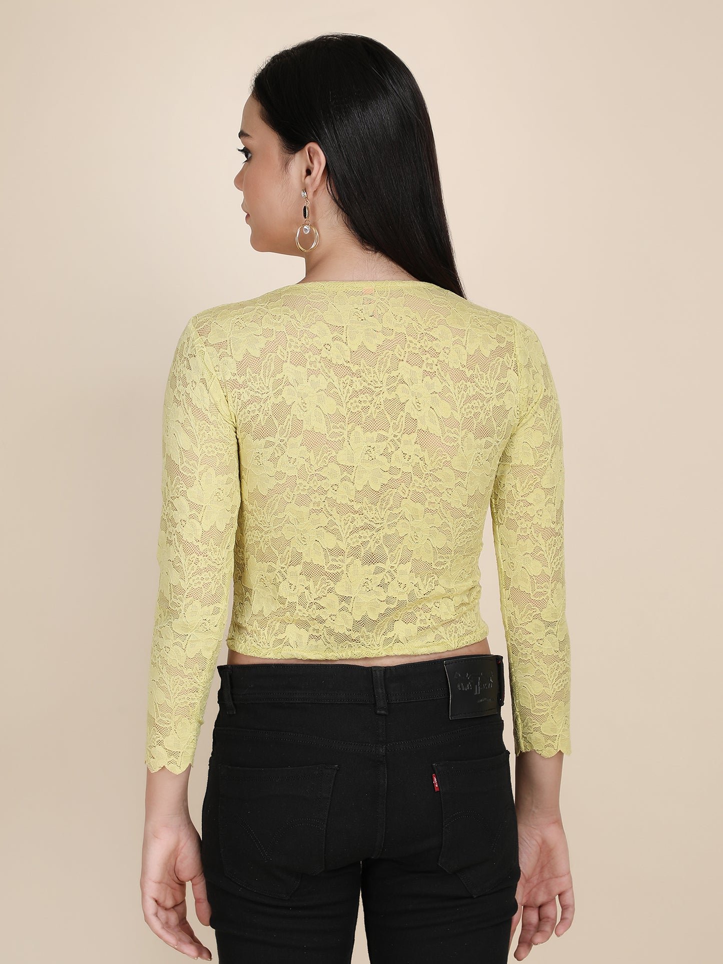 Designer Net Long Sleeves Top