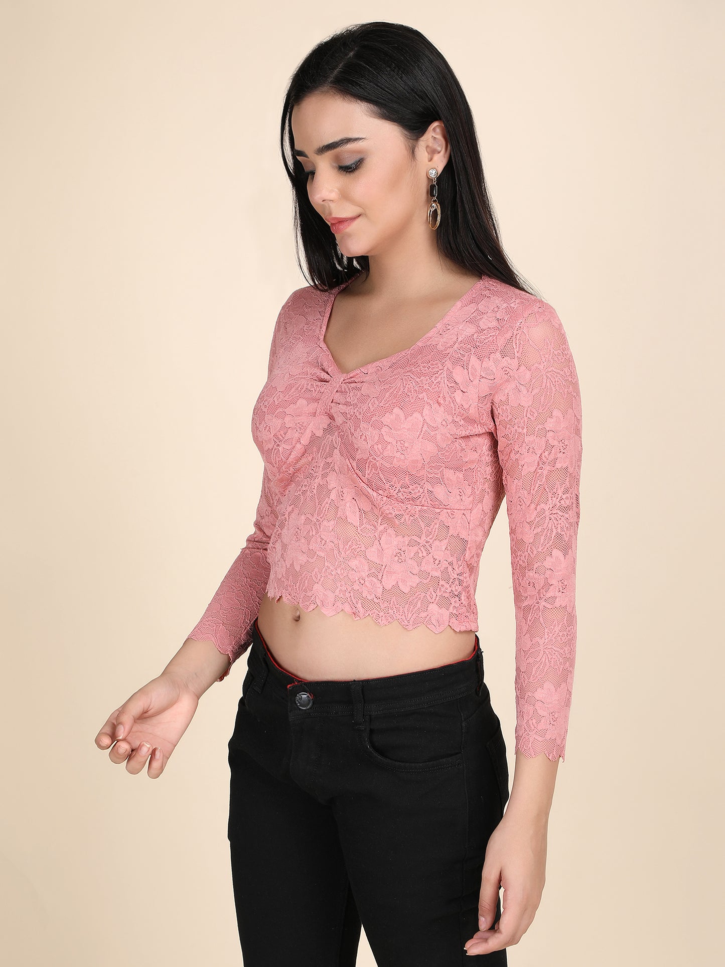 Designer Net Long Sleeves Top