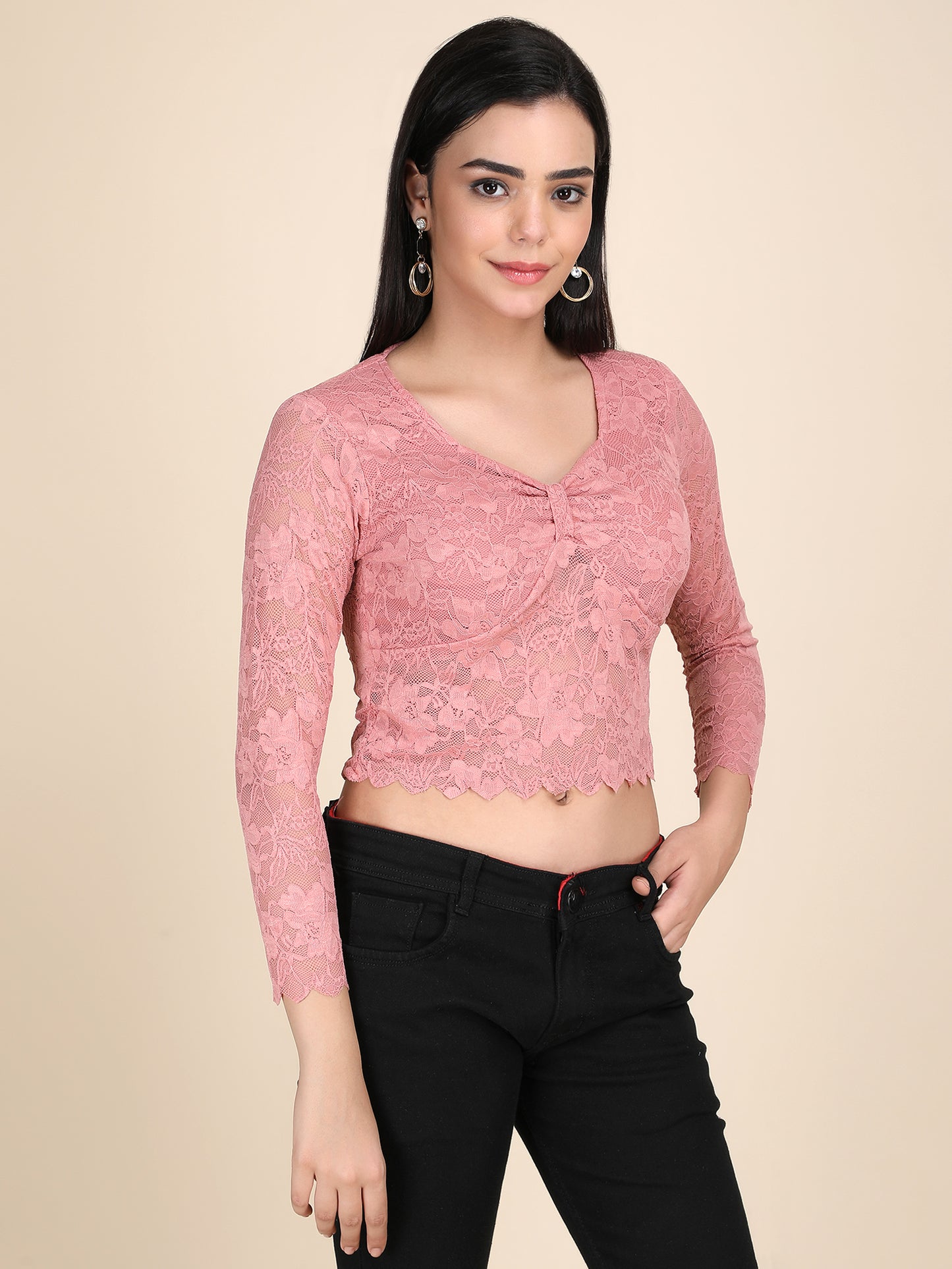 Designer Net Long Sleeves Top