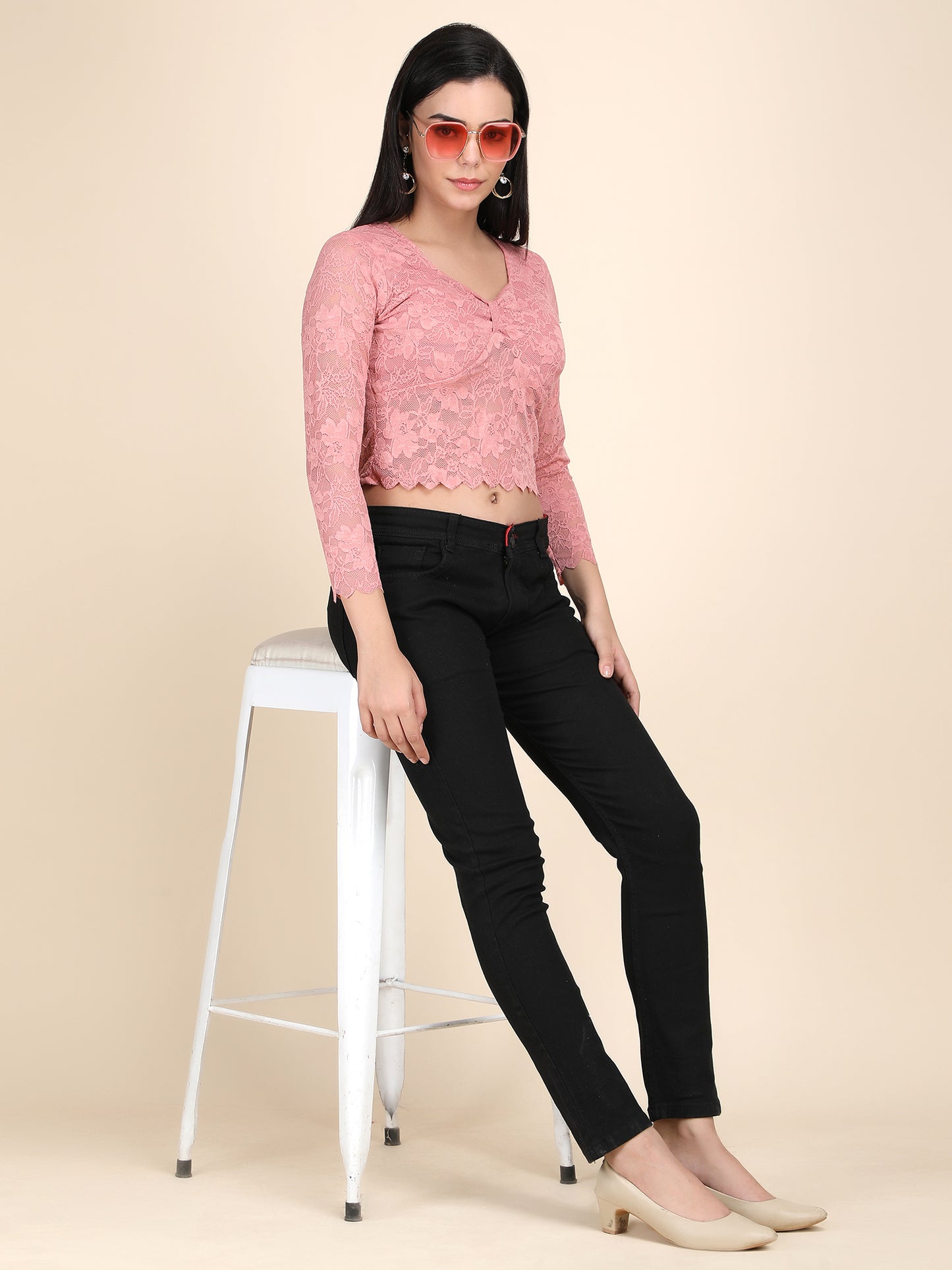 Designer Net Long Sleeves Top