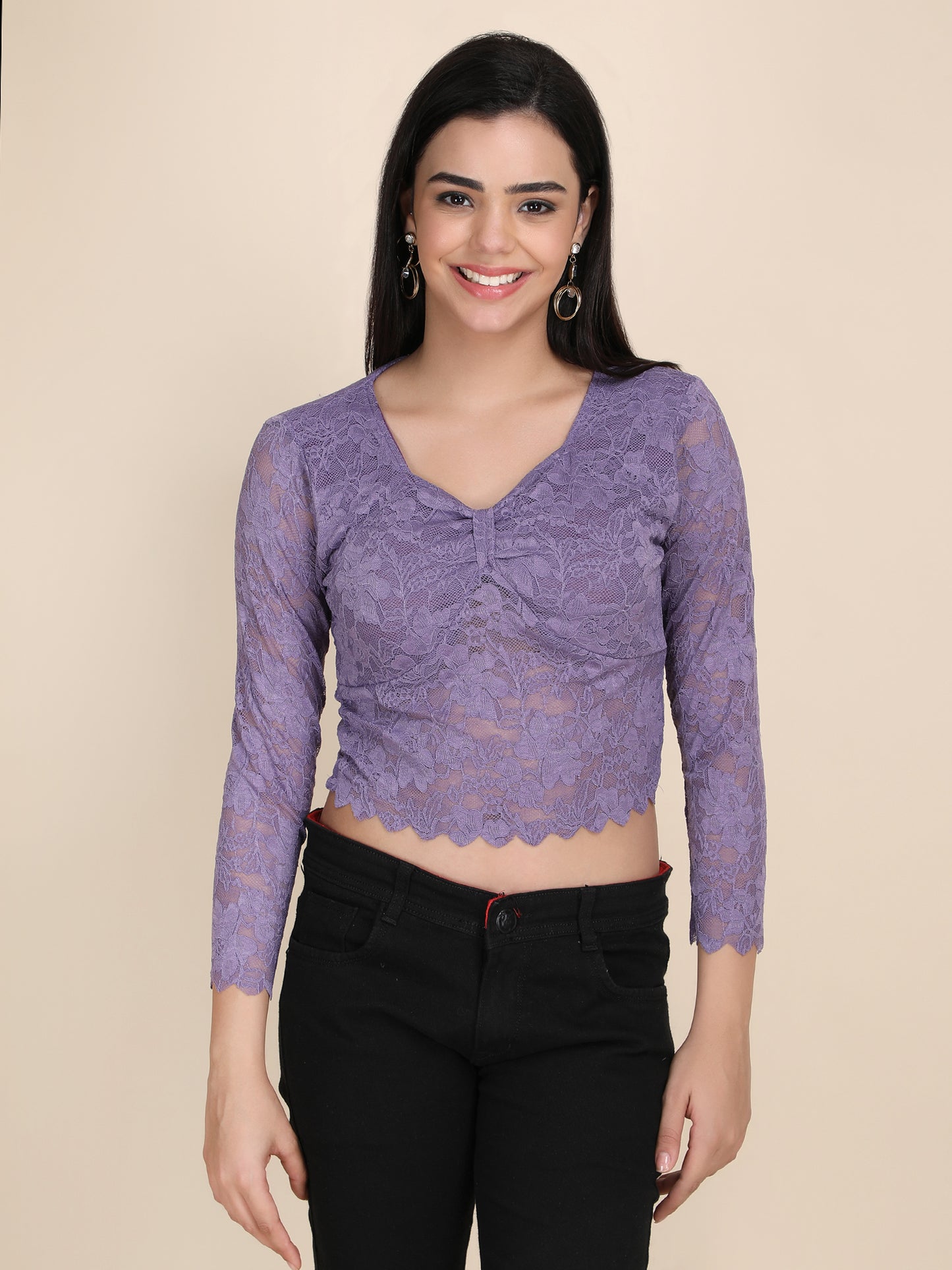 Designer Net Long Sleeves Top