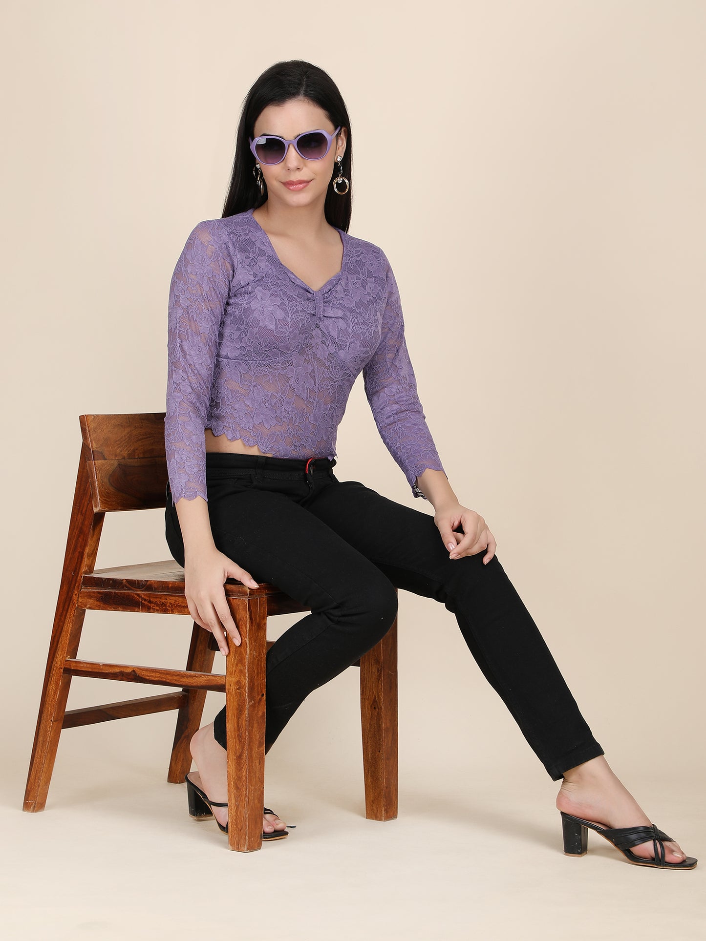 Designer Net Long Sleeves Top