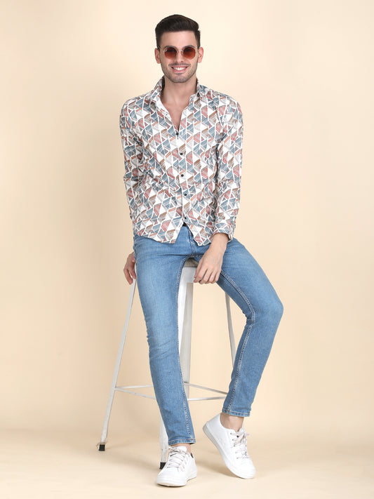 Men Digital Printed Slim Fit Casual Shirt