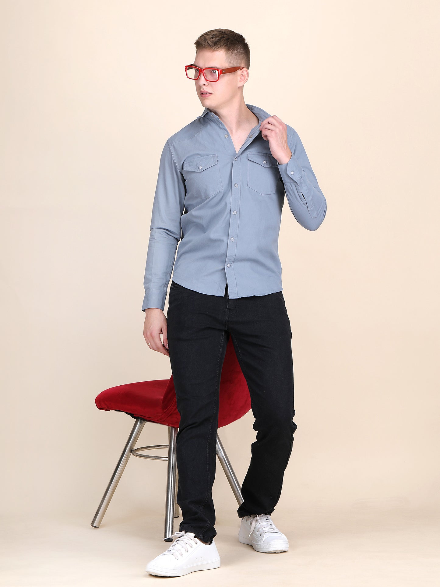 RFD Denim Spread Collar Slim Fit Shirt