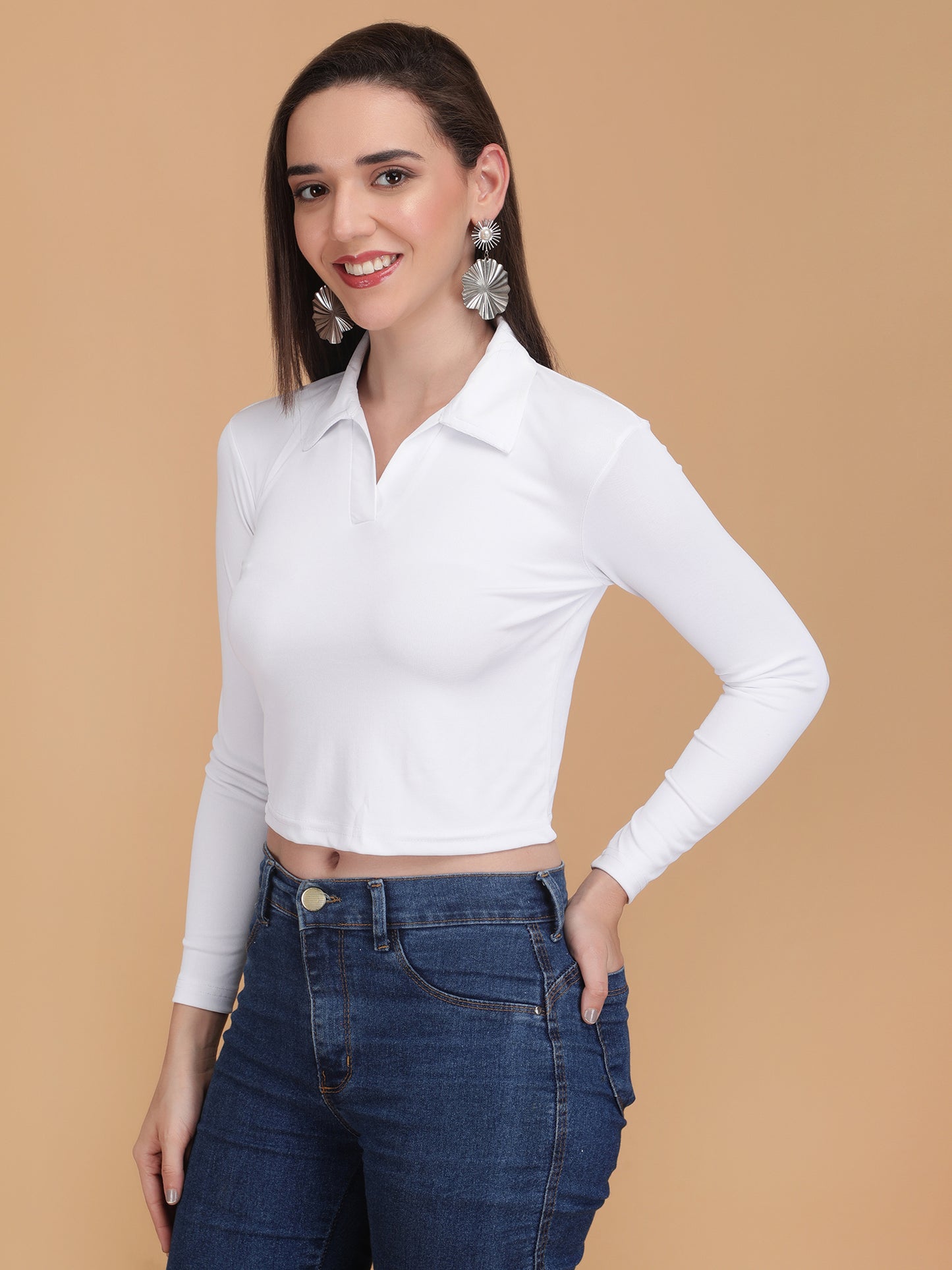 Collar Neck Crop Top