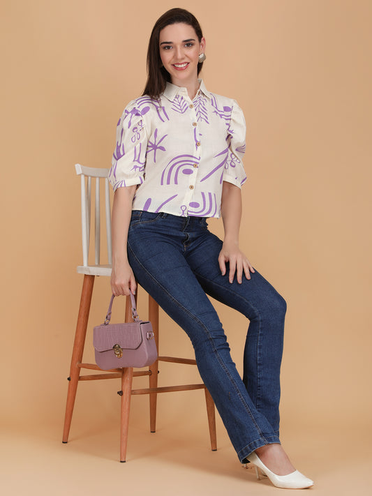 Floral Printed Collar Shirt