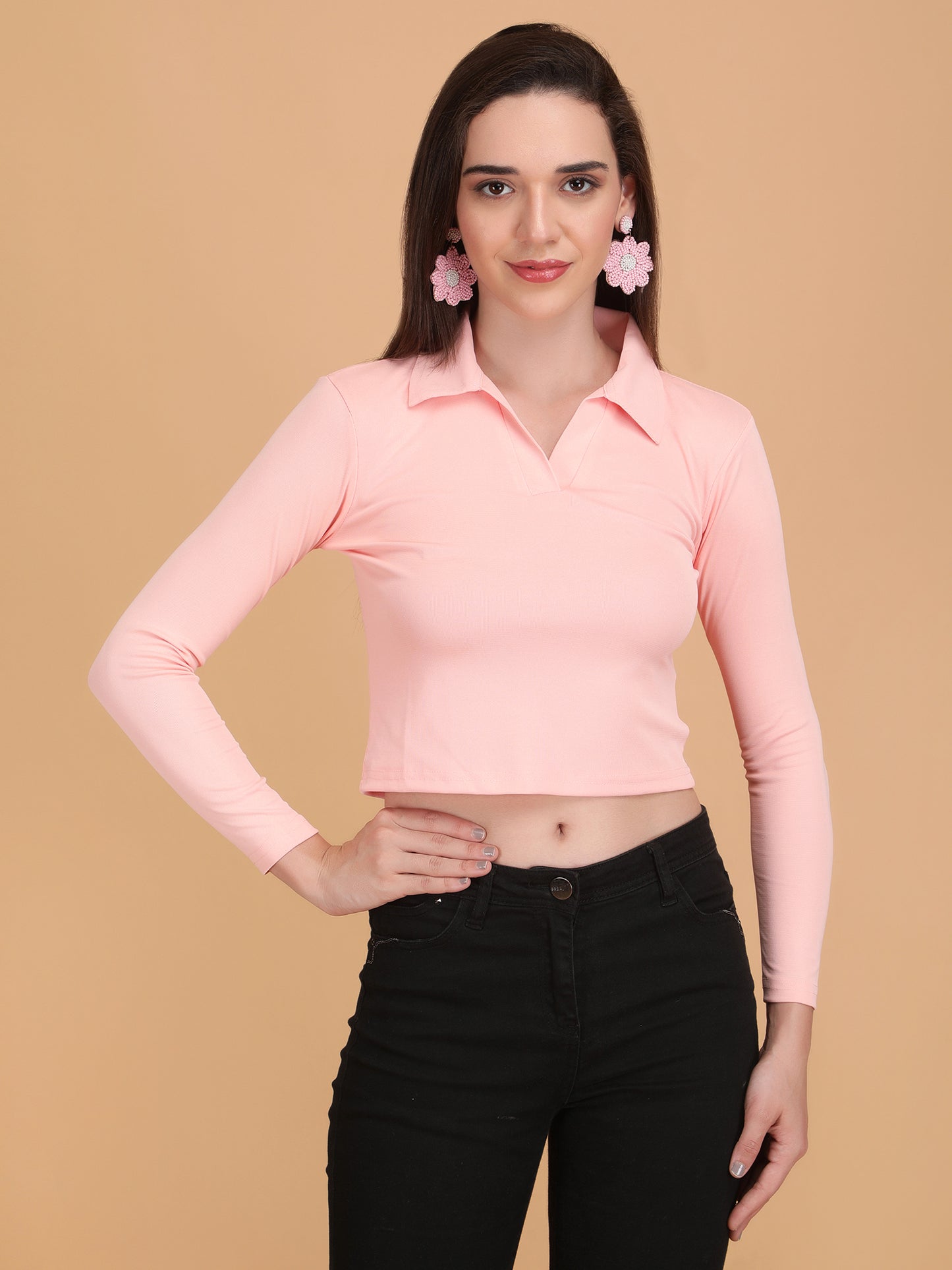 Collar Neck Crop Top