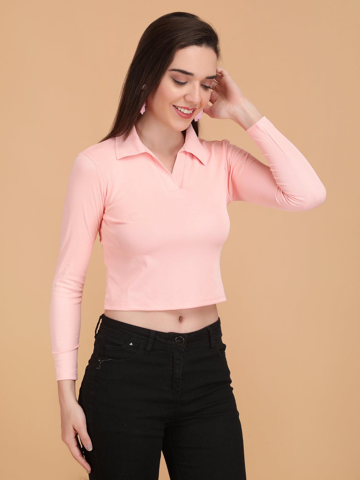 Collar Neck Crop Top