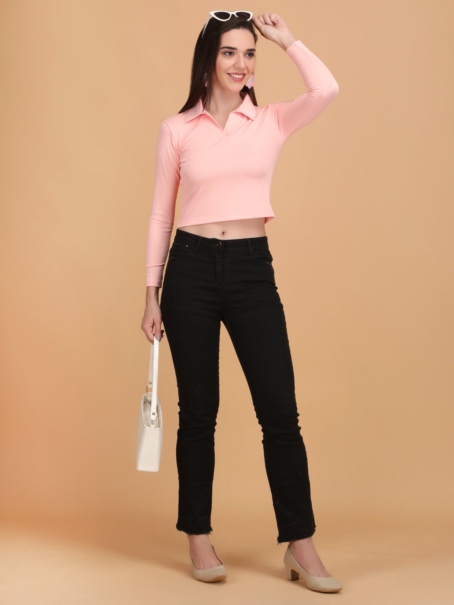 Collar Neck Crop Top