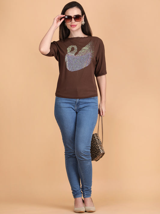 Rhinestone  Swan T-Shirt