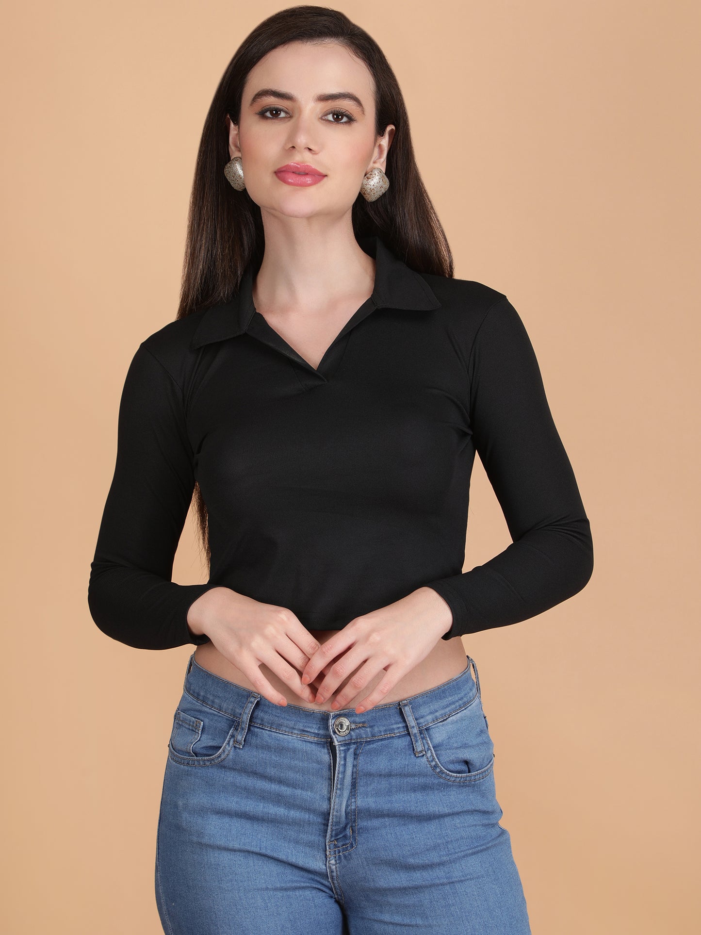 Collar Neck Crop Top