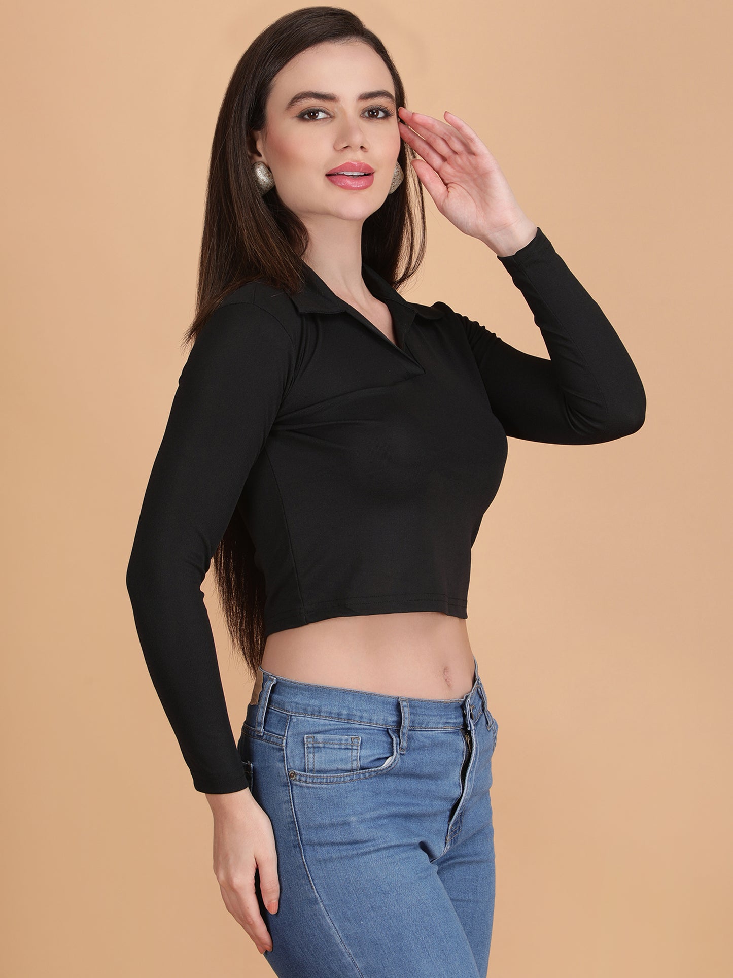 Collar Neck Crop Top