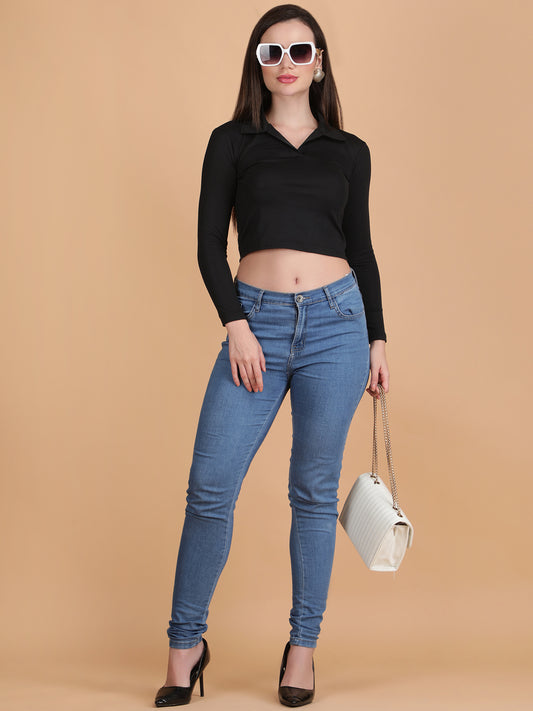 Collar Neck Crop Top