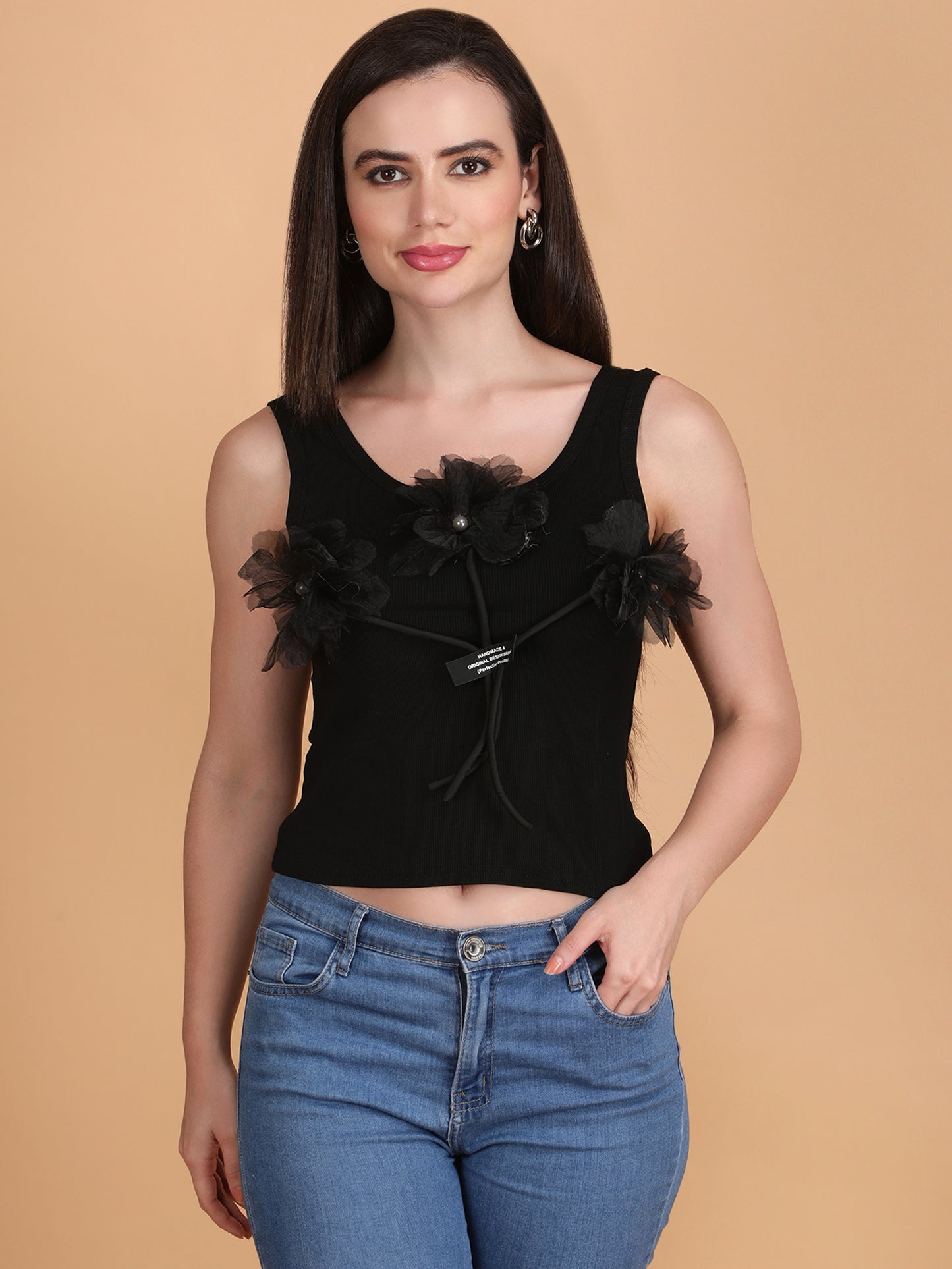 Three Tissue Flowers Crop Top