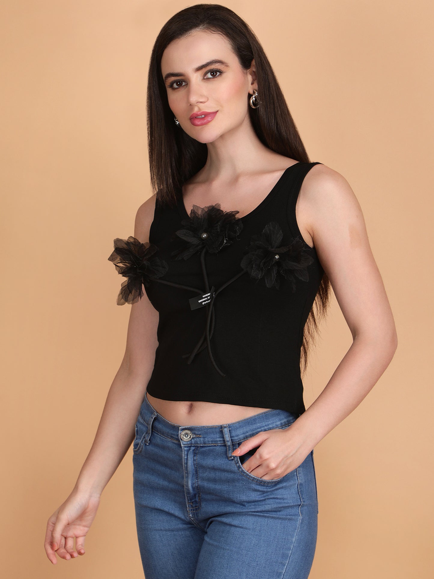 Three Tissue Flowers Crop Top