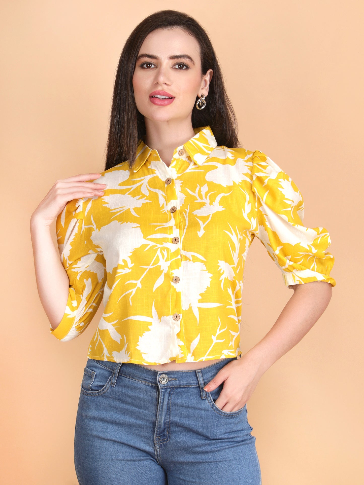 Floral Printed Collar Shirt