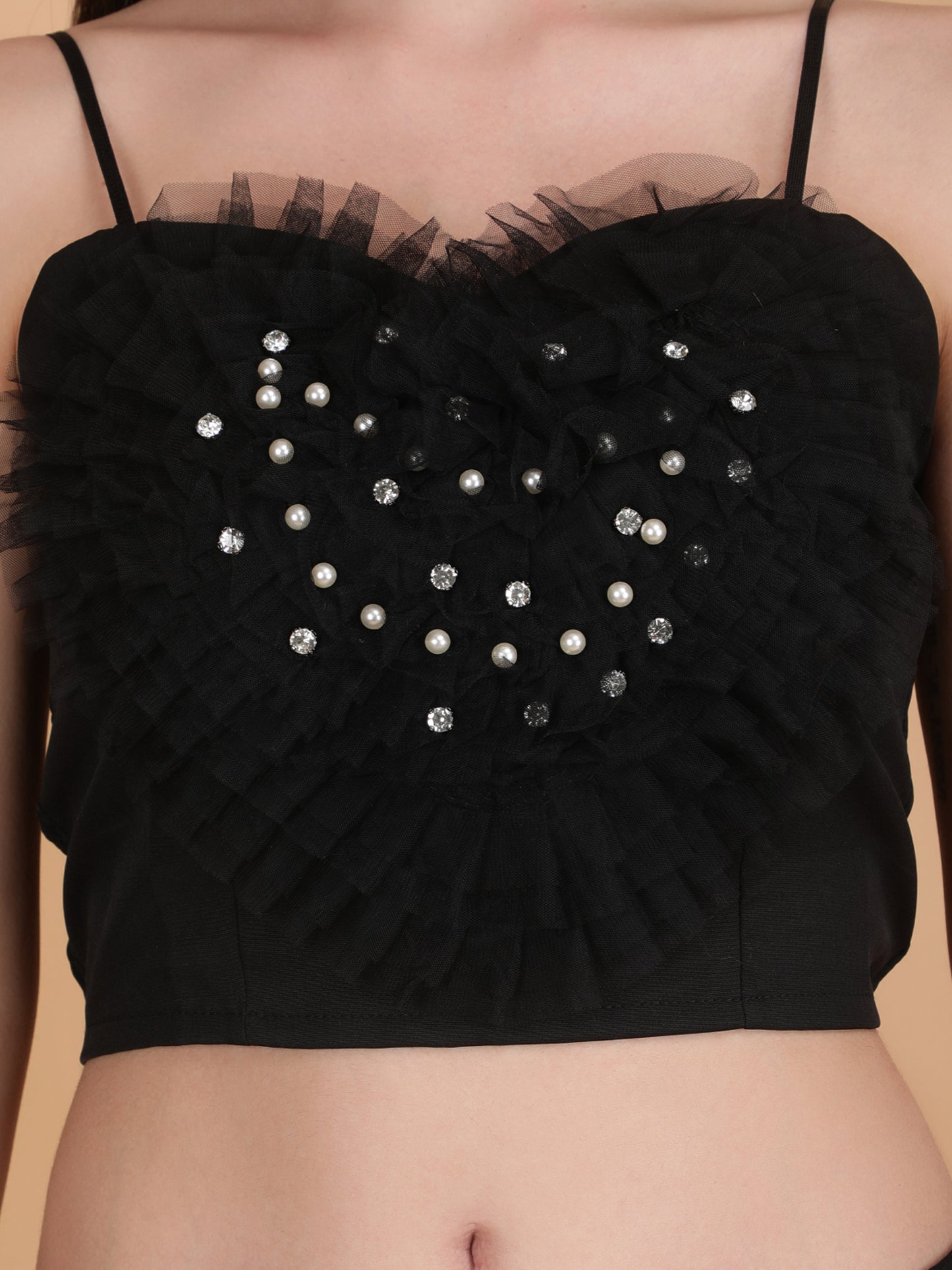 Designer Heart Spaghetti Strap Crop Top