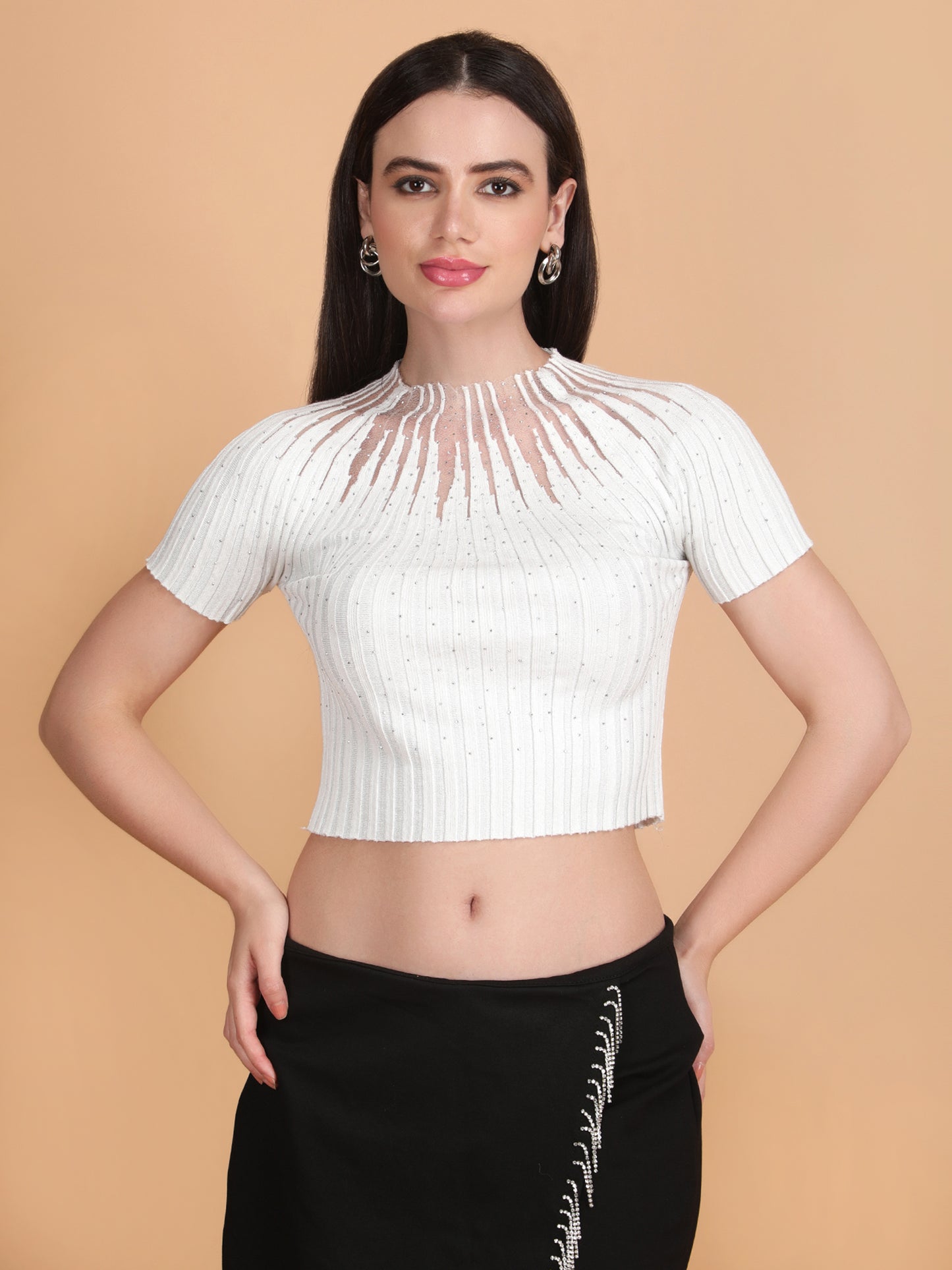 Knit Mesh Crop Top