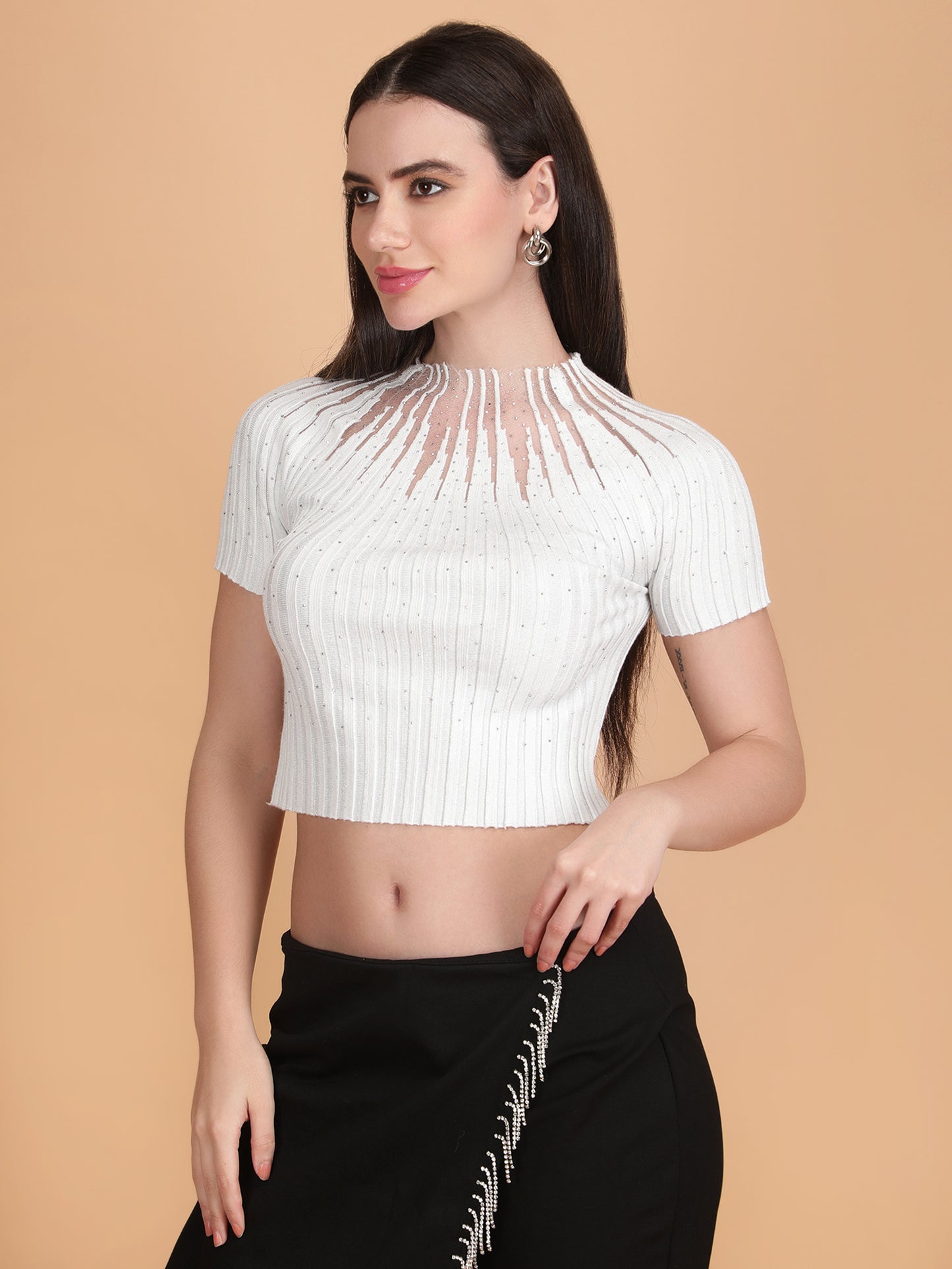 Knit Mesh Crop Top