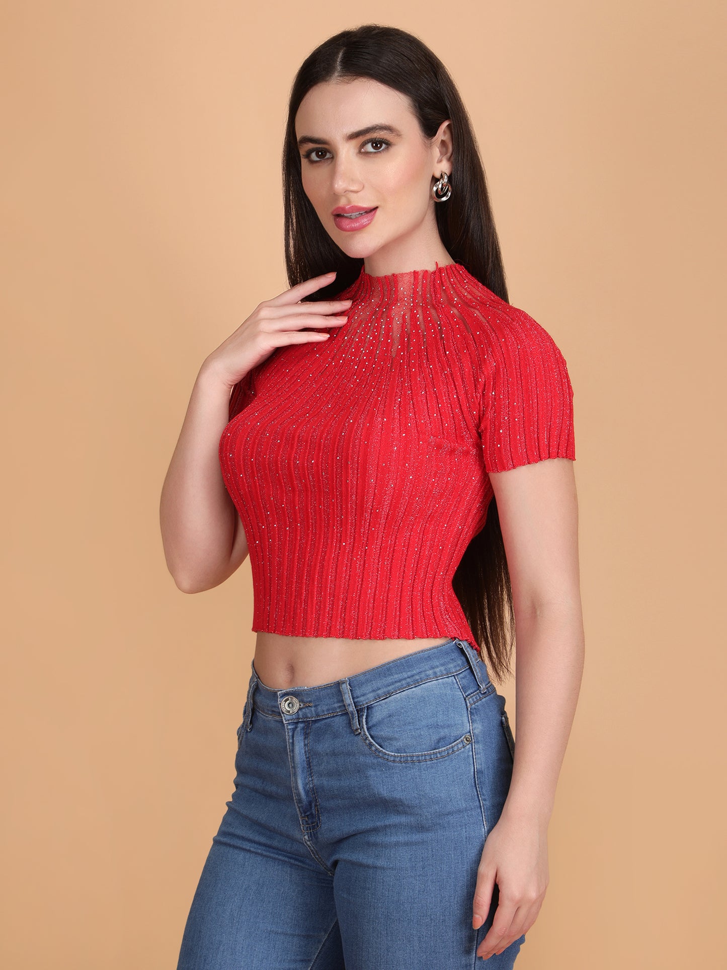 Knit Mesh Crop Top