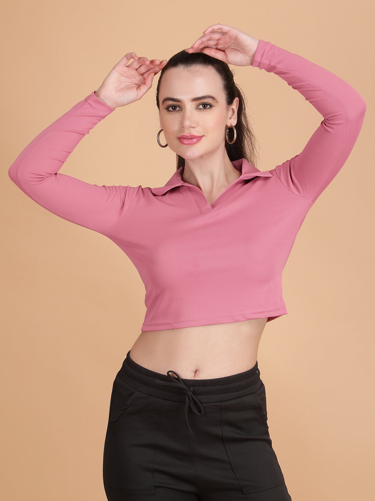 Collar Neck Crop Top