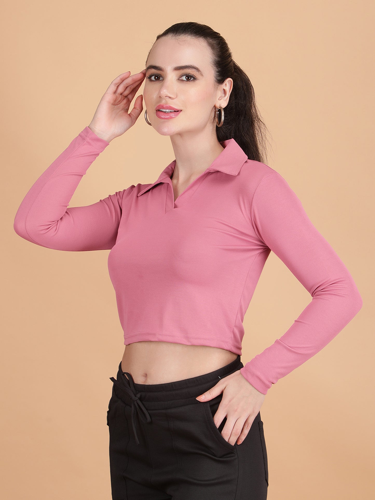 Collar Neck Crop Top