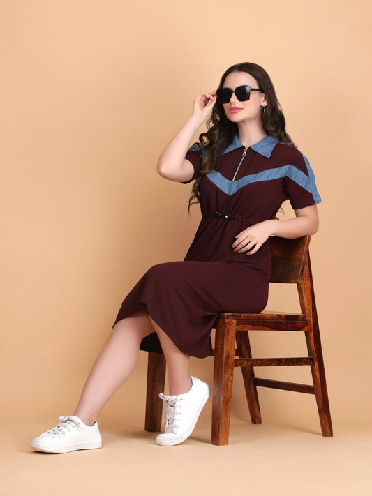 Collar Neck A-line Dress
