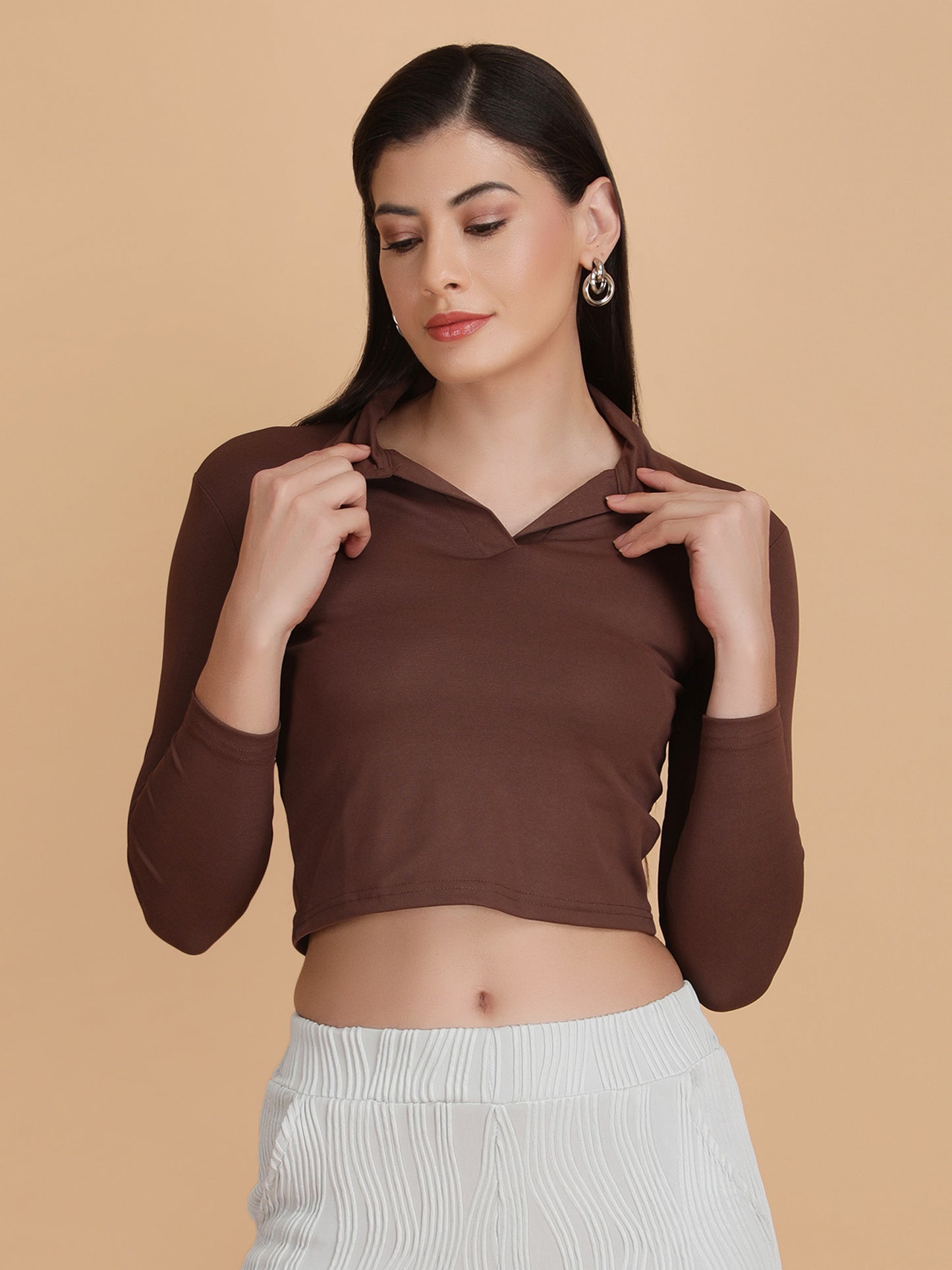 Collar Neck Crop Top