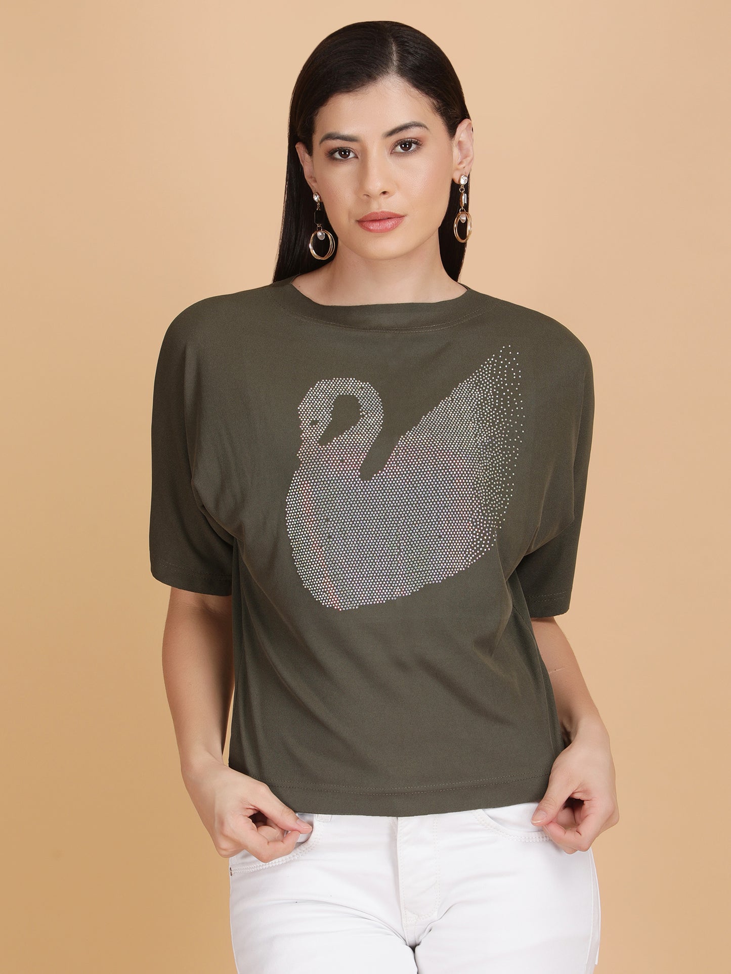 Rhinestone  Swan T-Shirt