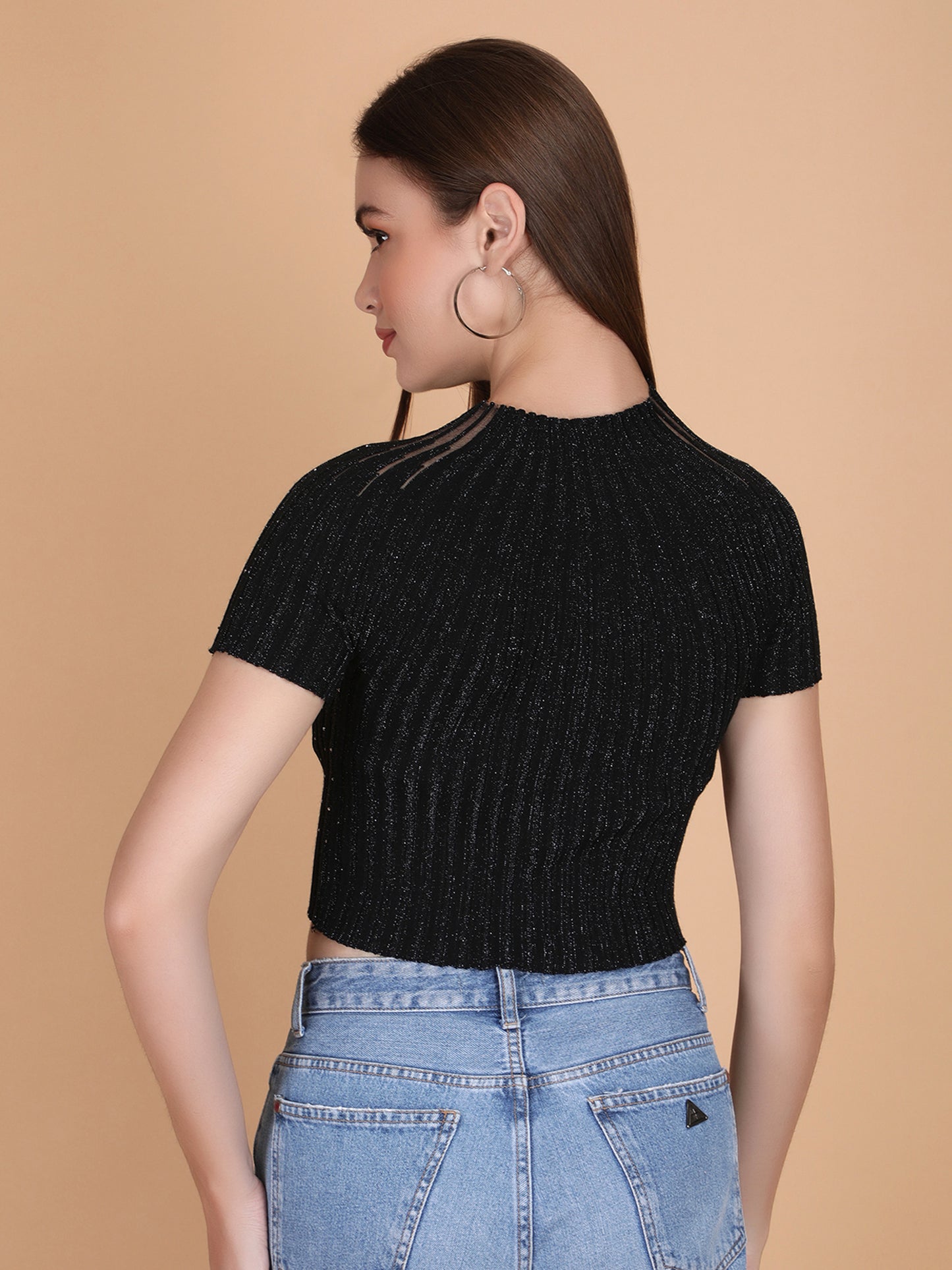 Knit Mesh Crop Top