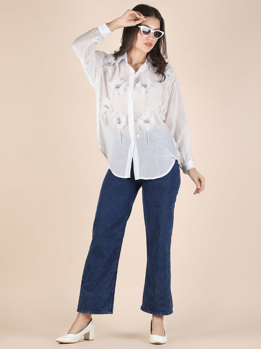 Designer 3D Flower Casual Shirt