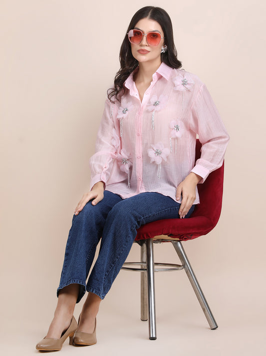Designer 3D Flower Casual Shirt