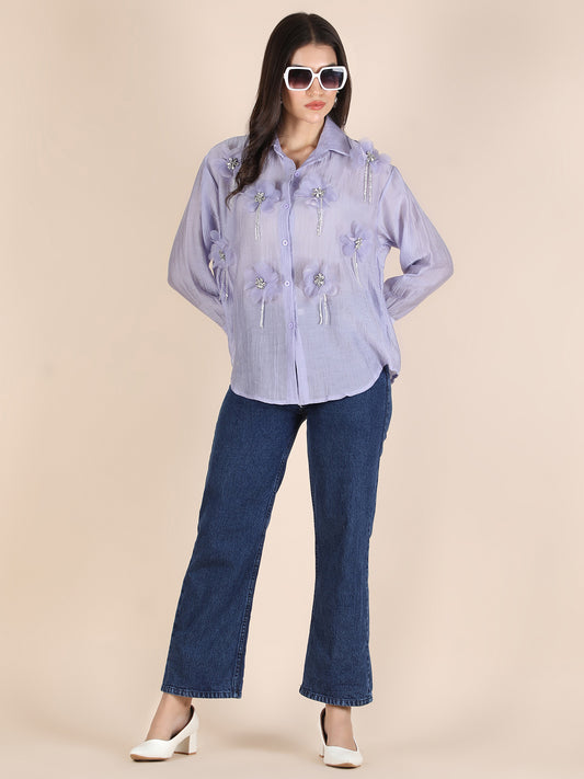 Designer 3D Flower Casual Shirt